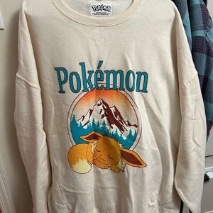 Cream Pokémon Sweatshirt with Eevee Graphic